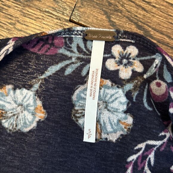 Free People Size S Isabelle Floral Print Long Sleeve Tunic Flowy Boho Semi Sheer - Picture 8 of 11